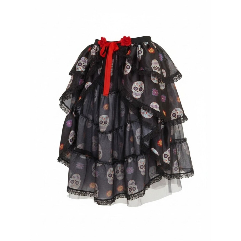Halloween Skirt Day of the Dead Ladies Costume Tie-On Bustle One Size Fits Most